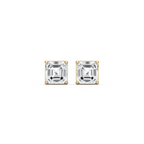 Asscher LGD Four Prong Stud Earrings - 14K Yellow Gold / 3 ctw