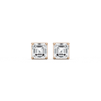 Asscher LGD Four Prong Stud Earrings - 14K Rose Gold / 1 ctw