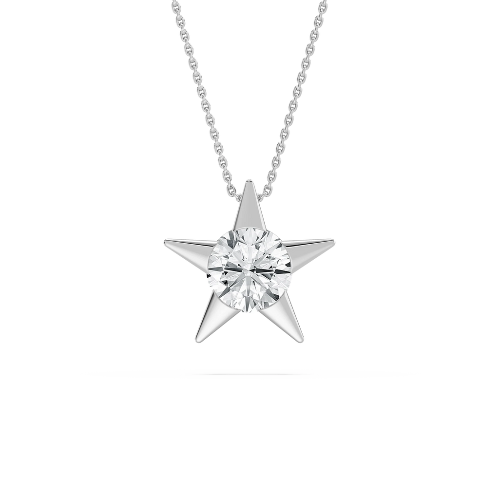 2 ctw Round LGD Star Solitaire Pendant - 18 Inches