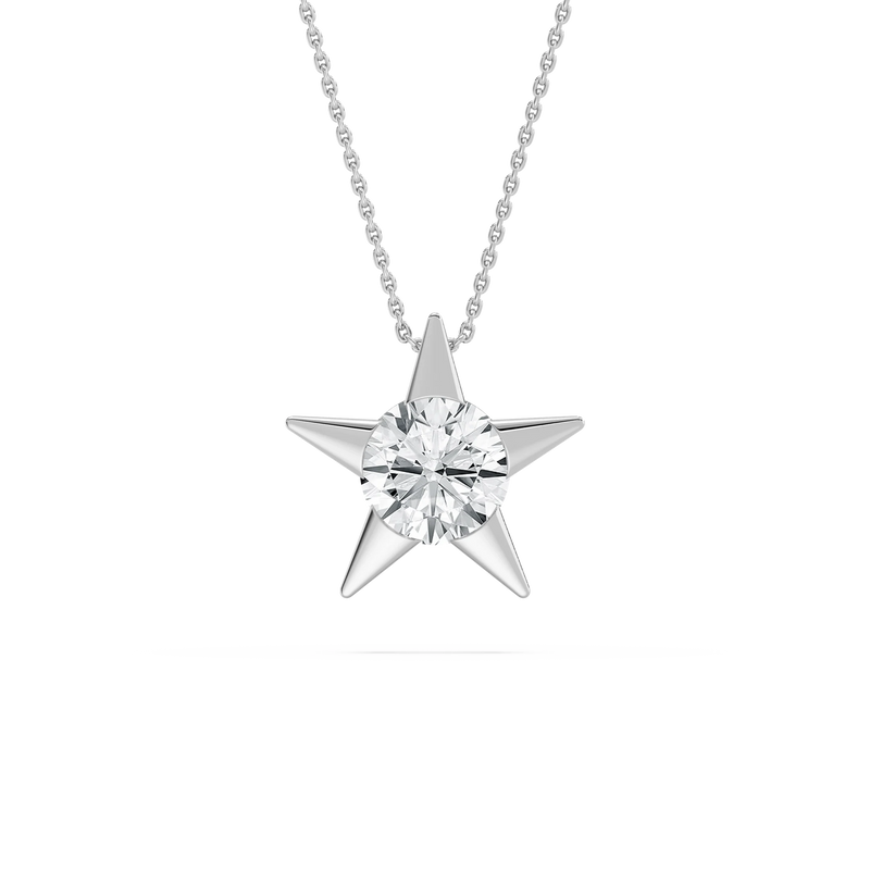 2 ctw Round LGD Star Solitaire Pendant - 18 Inches
