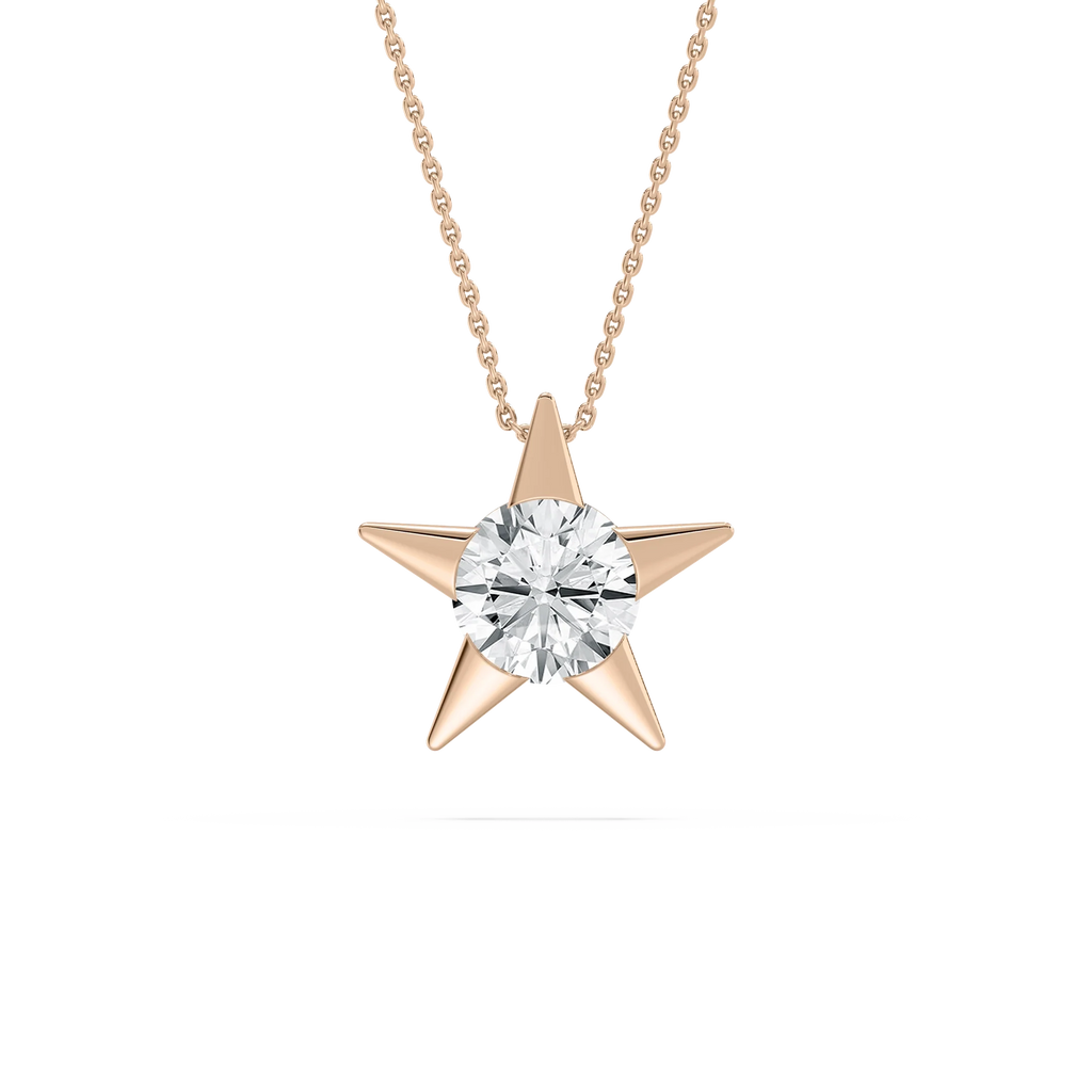 2 ctw Round LGD Star Solitaire Pendant - 18 Inches