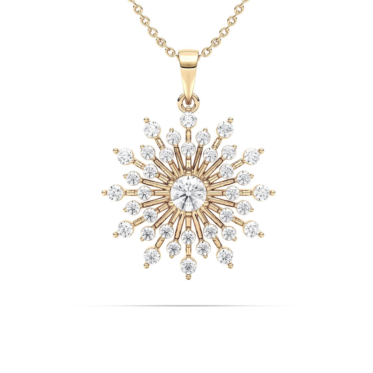 1 5/8 ctw Round LGD Vintage Snowflake Pendant  - 18 Inches