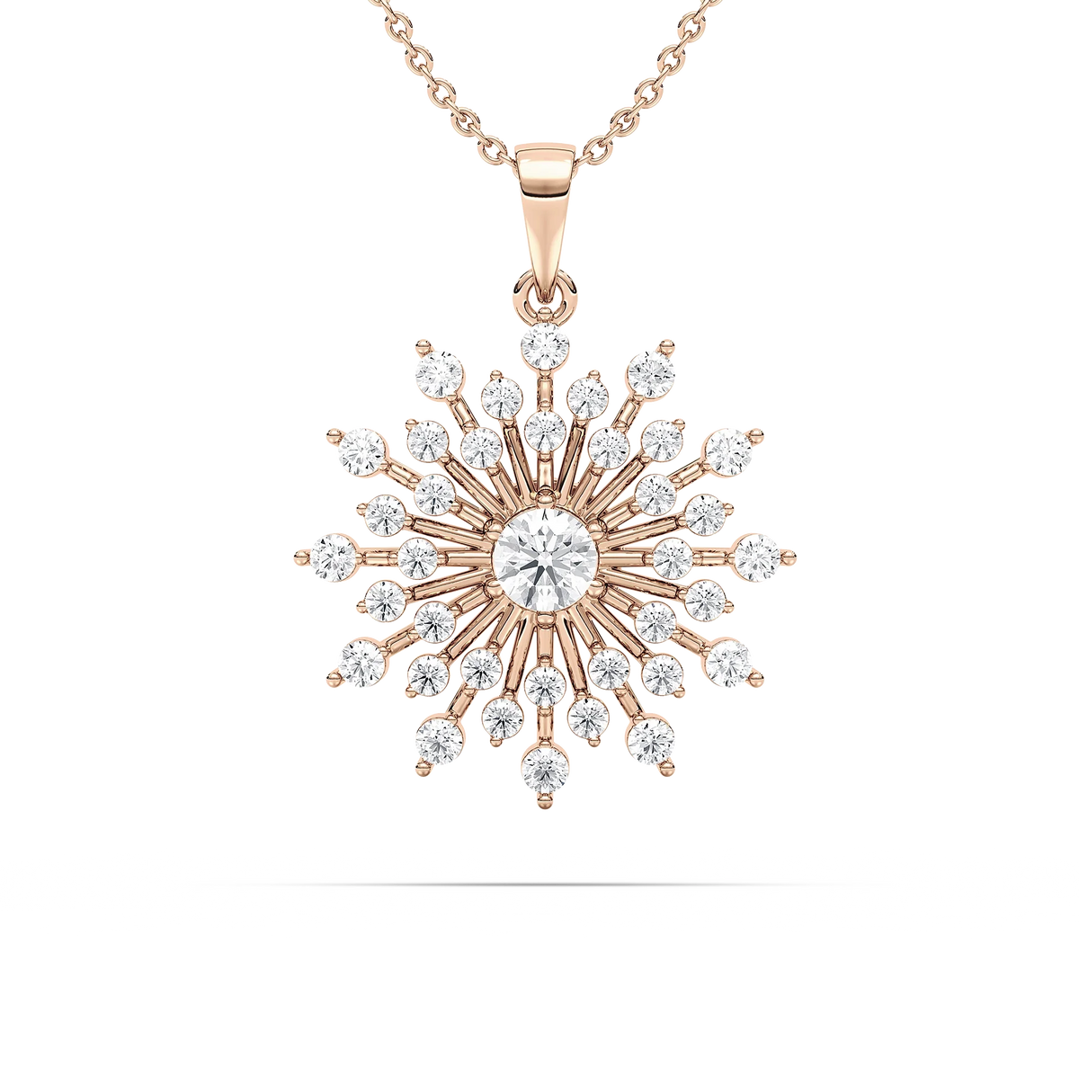 1 5/8 ctw Round LGD Vintage Snowflake Pendant  - 18 Inches