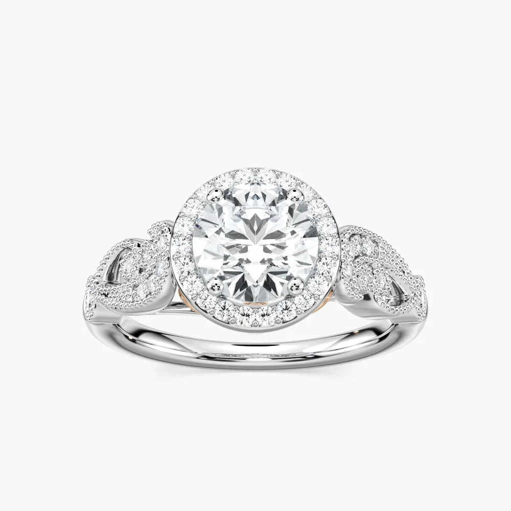 Freya Round LGD Vintage Milgrain Halo Engagement Ring