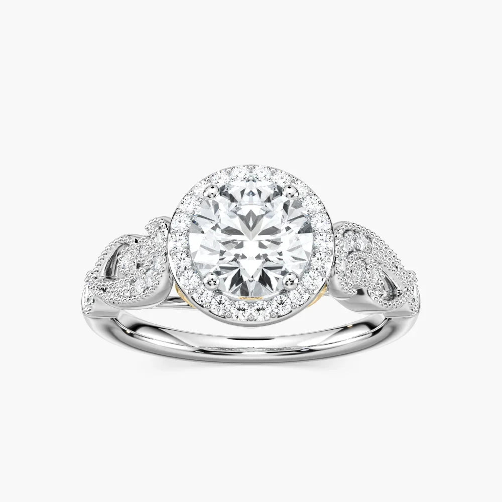 Freya Round LGD Vintage Milgrain Halo Engagement Ring