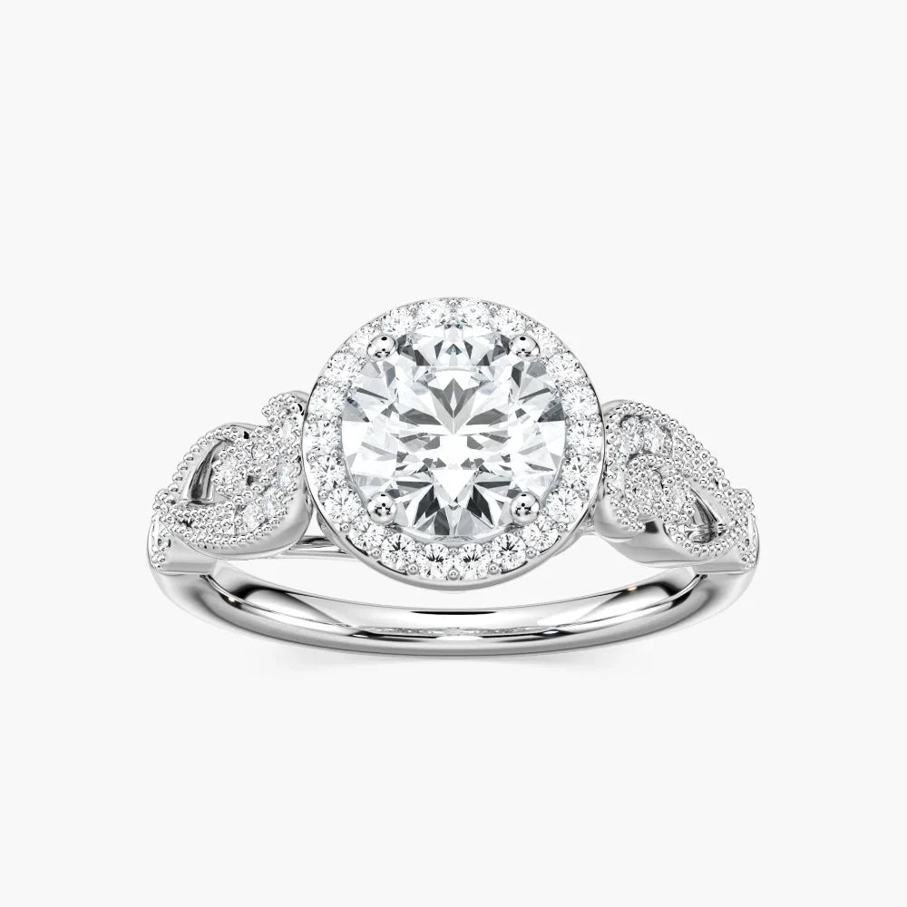 Freya Round LGD Vintage Milgrain Halo Engagement Ring