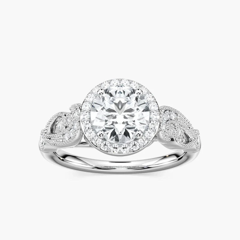 Freya Round LGD Vintage Milgrain Halo Engagement Ring
