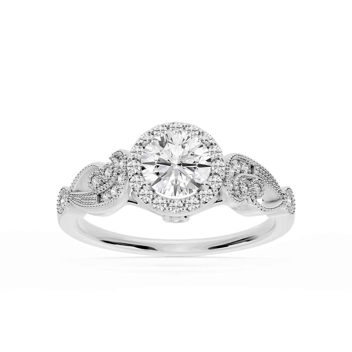 Freya LGD Halo Vintage Filigree Wedding Set