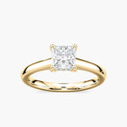 Stefania Princess LGD Cathedral Hidden Halo Engagement Ring - 18K Yellow Gold