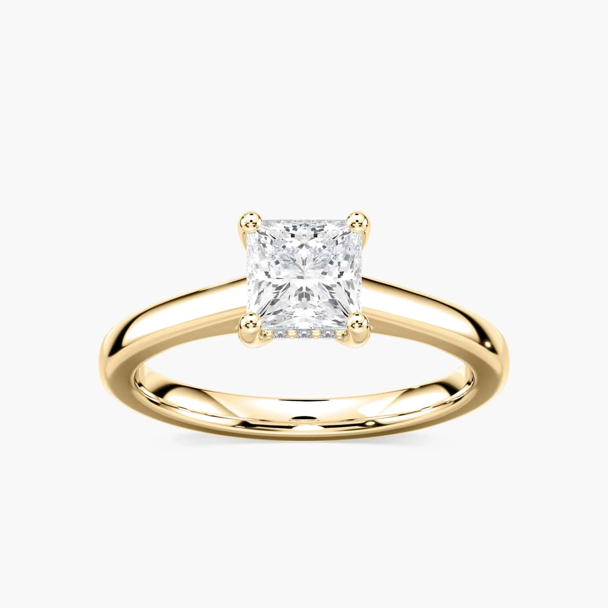 Stefania Princess LGD Cathedral Hidden Halo Engagement Ring - 18K Yellow Gold