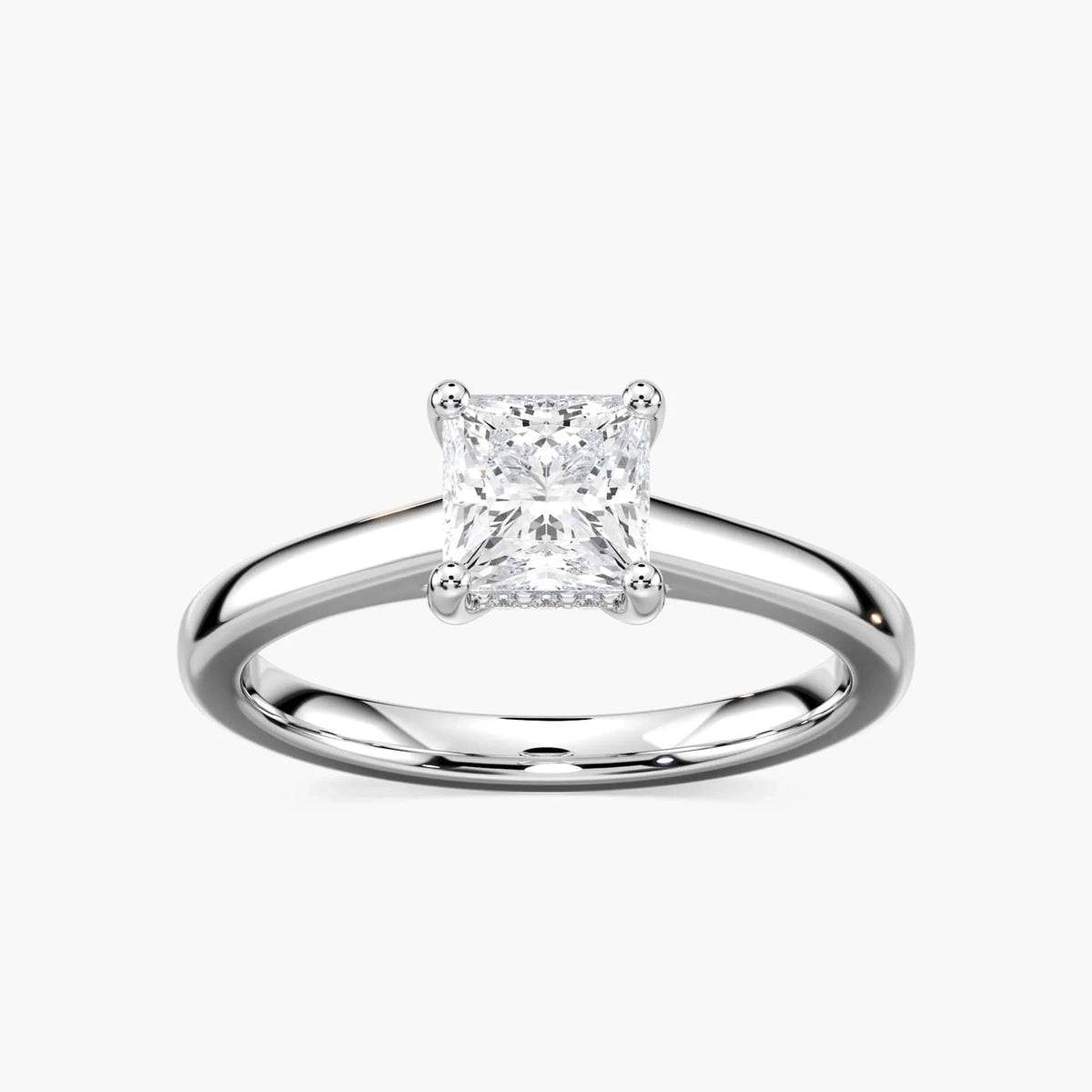 Stefania Princess LGD Cathedral Hidden Halo Engagement Ring - Platinum