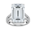 Stephanie 15 ¾ ctw Emerald LGD Split Shank Hidden Halo Engagement Ring - Signature Collection - 14K White Gold