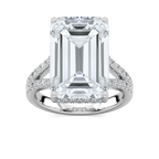 Stephanie 15 ¾ ctw Emerald LGD Split Shank Hidden Halo Engagement Ring - Signature Collection - 14K White Gold