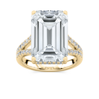 Stephanie 15 ¾ ctw Emerald LGD Split Shank Hidden Halo Engagement Ring - Signature Collection - 14K Yellow Gold