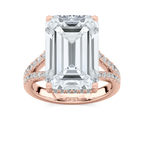 Stephanie 15 ¾ ctw Emerald LGD Split Shank Hidden Halo Engagement Ring - Signature Collection - 14K Rose Gold