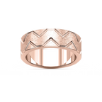 Storm 7.00mm Geometric Grooves Plain Metal Band - 14K Rose Gold / Cross Satin
