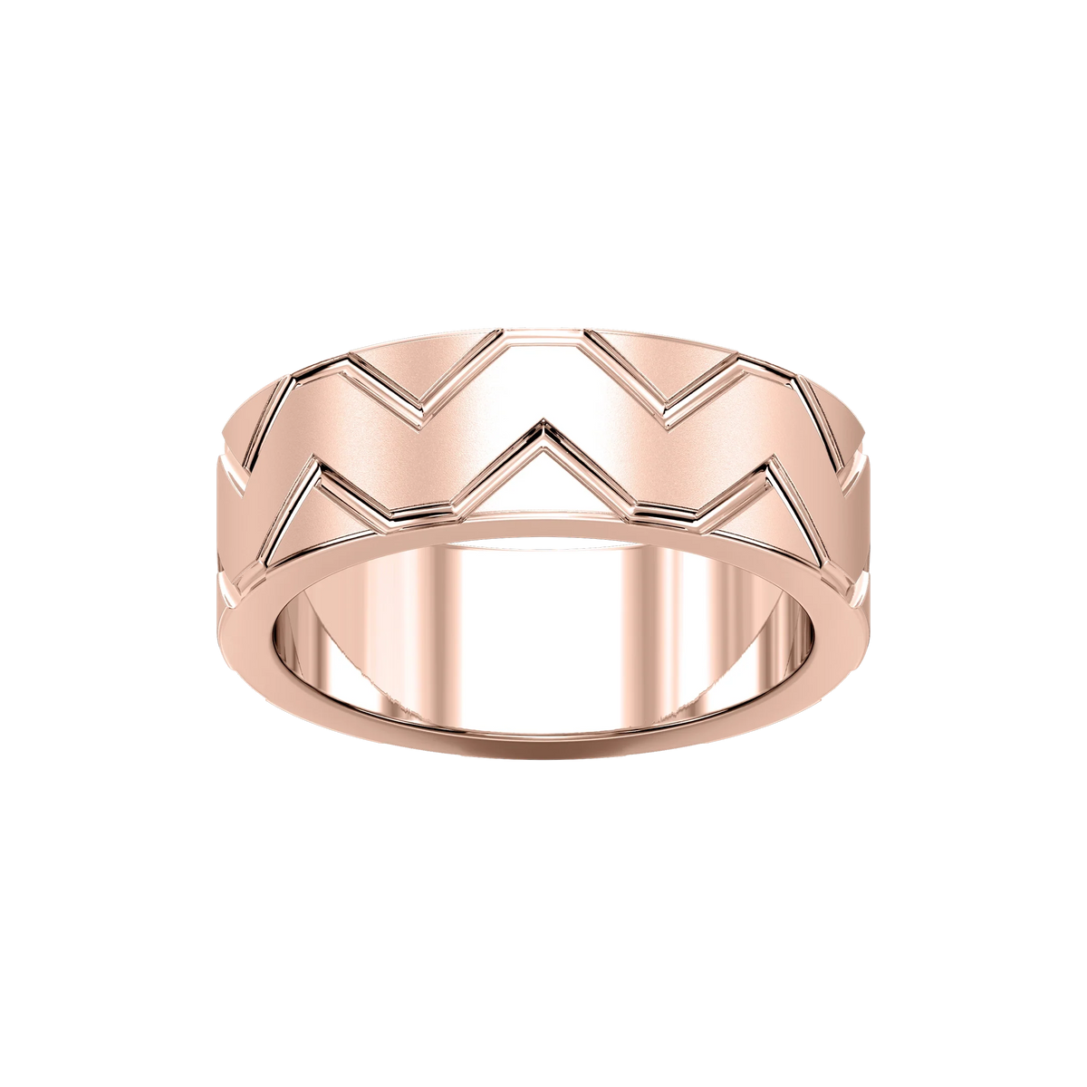 Storm 7.00mm Geometric Grooves Plain Metal Band - 14K Rose Gold / Glass Bead