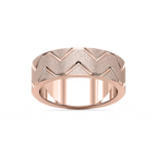 Storm 7.00mm Geometric Grooves Plain Metal Band - 14K Rose Gold / Stone