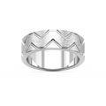Storm 7.00mm Geometric Grooves Plain Metal Band - 14K White Gold / Cross Satin