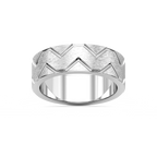 Storm 7.00mm Geometric Grooves Plain Metal Band - Platinum / Cross Satin
