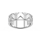 Storm 7.00mm Geometric Grooves Plain Metal Band - 14K White Gold / Glass Bead