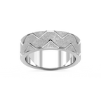 Storm 7.00mm Geometric Grooves Plain Metal Band - 18K White Gold / Sandblast