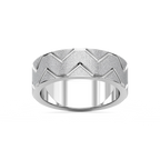 Storm 7.00mm Geometric Grooves Plain Metal Band - 18K White Gold / Stone
