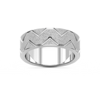 Storm 7.00mm Geometric Grooves Plain Metal Band - 14K White Gold / Wire Matte