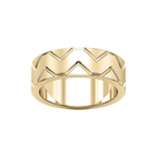 Storm 7.00mm Geometric Grooves Plain Metal Band - 18K Yellow Gold / Glass Bead