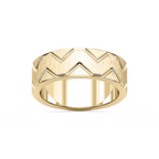 Storm 7.00mm Geometric Grooves Plain Metal Band - 14K Yellow Gold / Satin