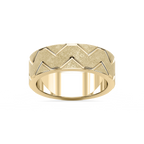 Storm 7.00mm Geometric Grooves Plain Metal Band - 14K Yellow Gold / Sandblast