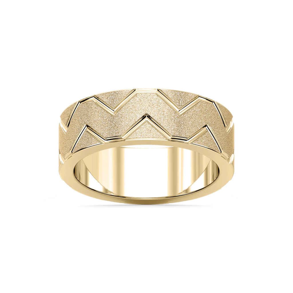 Storm 7.00mm Geometric Grooves Plain Metal Band - 14K Yellow Gold / Stone