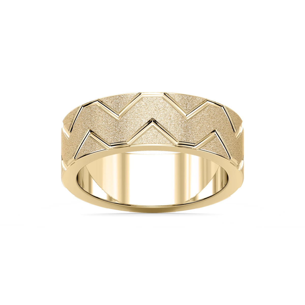 Storm 7.00mm Geometric Grooves Plain Metal Band - 14K Yellow Gold / Stone
