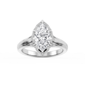 Tabitha Marquise LGD Six Prong Catherdral Side Stone Engagement Ring - 14K White Gold