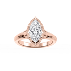 Tabitha Marquise LGD Six Prong Catherdral Side Stone Engagement Ring - 14K Rose Gold