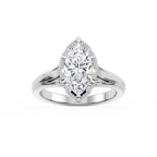 Tabitha Marquise LGD Six Prong Catherdral Side Stone Engagement Ring - 18K White Gold