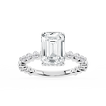 Tamara Emerald LGD Single Shared Prong Hidden Halo Engagement Ring - 14K White Gold / 1 ⅝ ctw / F-VS2