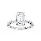 Tamara Emerald LGD Single Shared Prong Hidden Halo Engagement Ring - 14K White Gold / 1 ⅝ ctw / F-VS2