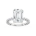 Tamara Emerald LGD Single Shared Prong Hidden Halo Engagement Ring - 14K White Gold / 7 ctw / F-VS2