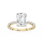 Tamara Emerald LGD Single Shared Prong Hidden Halo Engagement Ring - 14K Yellow Gold / 2 ⅔ ctw / F-VS2