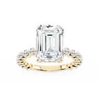 Tamara Emerald LGD Single Shared Prong Hidden Halo Engagement Ring - 14K Yellow Gold / 3 ⅞ ctw / F-VS2