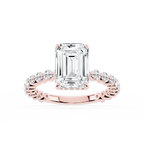 Tamara Emerald LGD Single Shared Prong Hidden Halo Engagement Ring - 14K Rose Gold / 1 ⅝ ctw / F-VS2