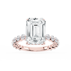 Tamara Emerald LGD Single Shared Prong Hidden Halo Engagement Ring - 14K Rose Gold / 4 ⅞ ctw / F-VS2