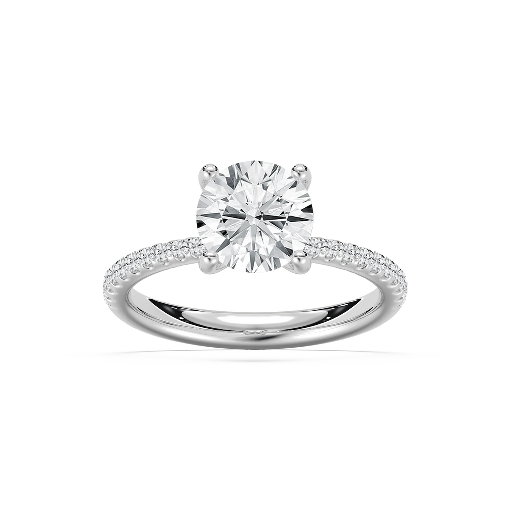 Tavia 2 ¹⁄₄ ctw Round LGD Tapered Side Stone Engagement Ring - 14K White Gold / F-VS2