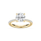 Tavia 2 ¹⁄₄ ctw Round LGD Tapered Side Stone Engagement Ring - 14K Yellow Gold / F-VS2