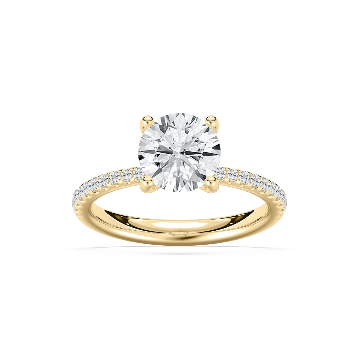 Tavia 2 ¹⁄₄ ctw Round LGD Tapered Side Stone Engagement Ring - 14K Yellow Gold / F-VS2