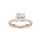 Tavia 2 ¹⁄₄ ctw Round LGD Tapered Side Stone Engagement Ring - 14K Rose Gold / F-VS2