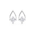 3 ctw Princess LGD Teardrop Frame Stud Earrings - 14K White Gold / F-VS2