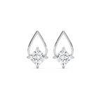 3 ctw Princess LGD Teardrop Frame Stud Earrings - 14K White Gold / F-VS2