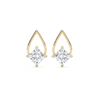 3 ctw Princess LGD Teardrop Frame Stud Earrings - 14K Yellow Gold / F-VS2